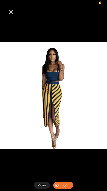 stylish two piece strapless and striped skirt suit - Image 3