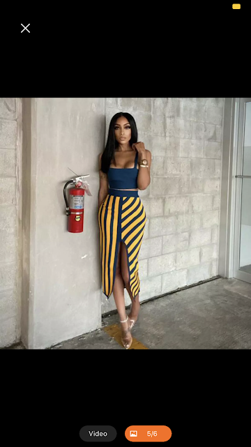 stylish two piece strapless and striped skirt suit - Image 5