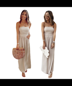 stylish  solid color sleeveless strapless dress