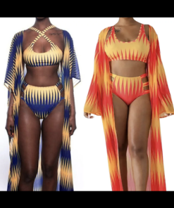 stylish three piece beach cape jacket bikini swimsuit