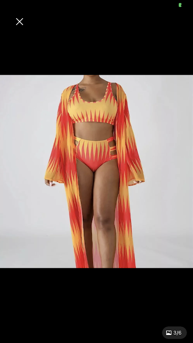 stylish three piece beach cape jacket bikini swimsuit - Image 5