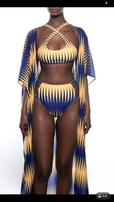 stylish three piece beach cape jacket bikini swimsuit - Image 6