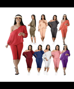 stylish 2 piece one  shoulder top and biker shorts