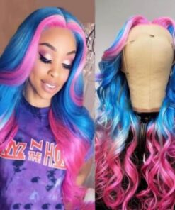 fancyNflawless Hd front lace pink and blue wig