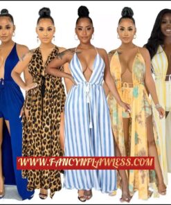 stylish beachwear long fashion striped bandage two piece set