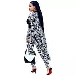 stylish elegant printed long coat leggings and two piece set - Image 8