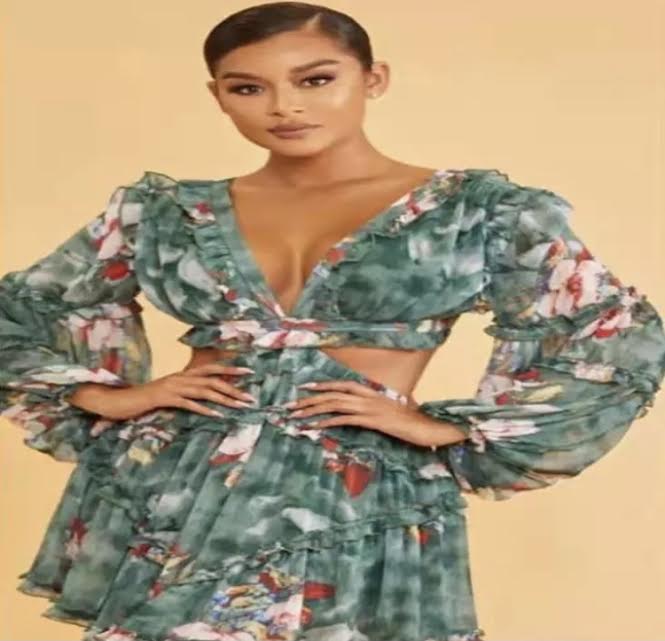 stylish casual V-neck ruffled long sleeve backless women vacation floral printed summer dress - Image 7