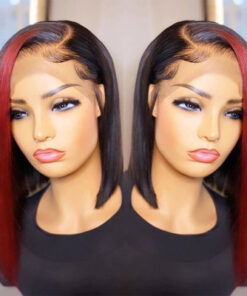 Bold  Red Short Bob Straight Lace Wigs