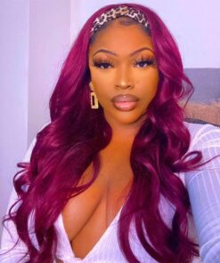 Beautiful  Burgundy Body Wave Headband Wig