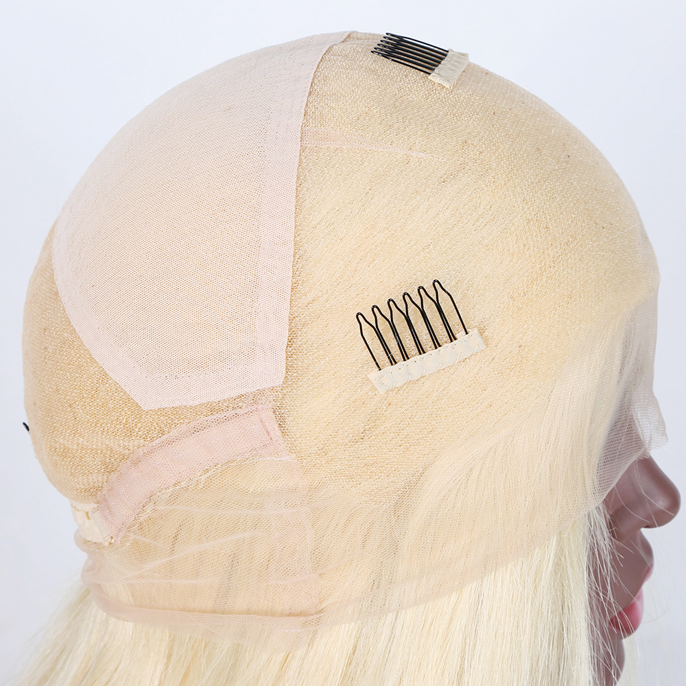 Natural Straight Cuticle Aligned European Virgin Human Hair Wigs Pre Plucked 613 Blonde HD Full Lace Wig (Copy) - Image 2