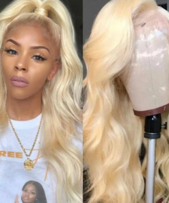 18-24in 13x4 Transparent Swiss Lace Brazilian Human Hair Wavy 613 Blonde Lace Frontal Wig