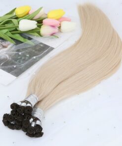 Super double drawn virgin European human hair extension 20 inch hand tied weft