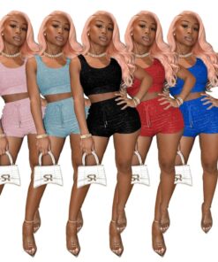 Sparkling  two piece Tank Top and shorts set