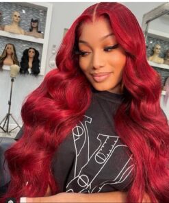 RED FRONT LACE WIG WITH BLONDE STREAKS IN FRONT
