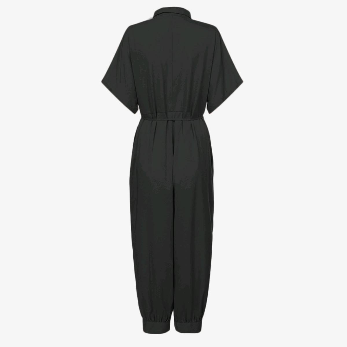 Women Sexy V-Neck Button Lace-Up Jumpsuit Loose Leopard Print Pocket Rompers - Image 6