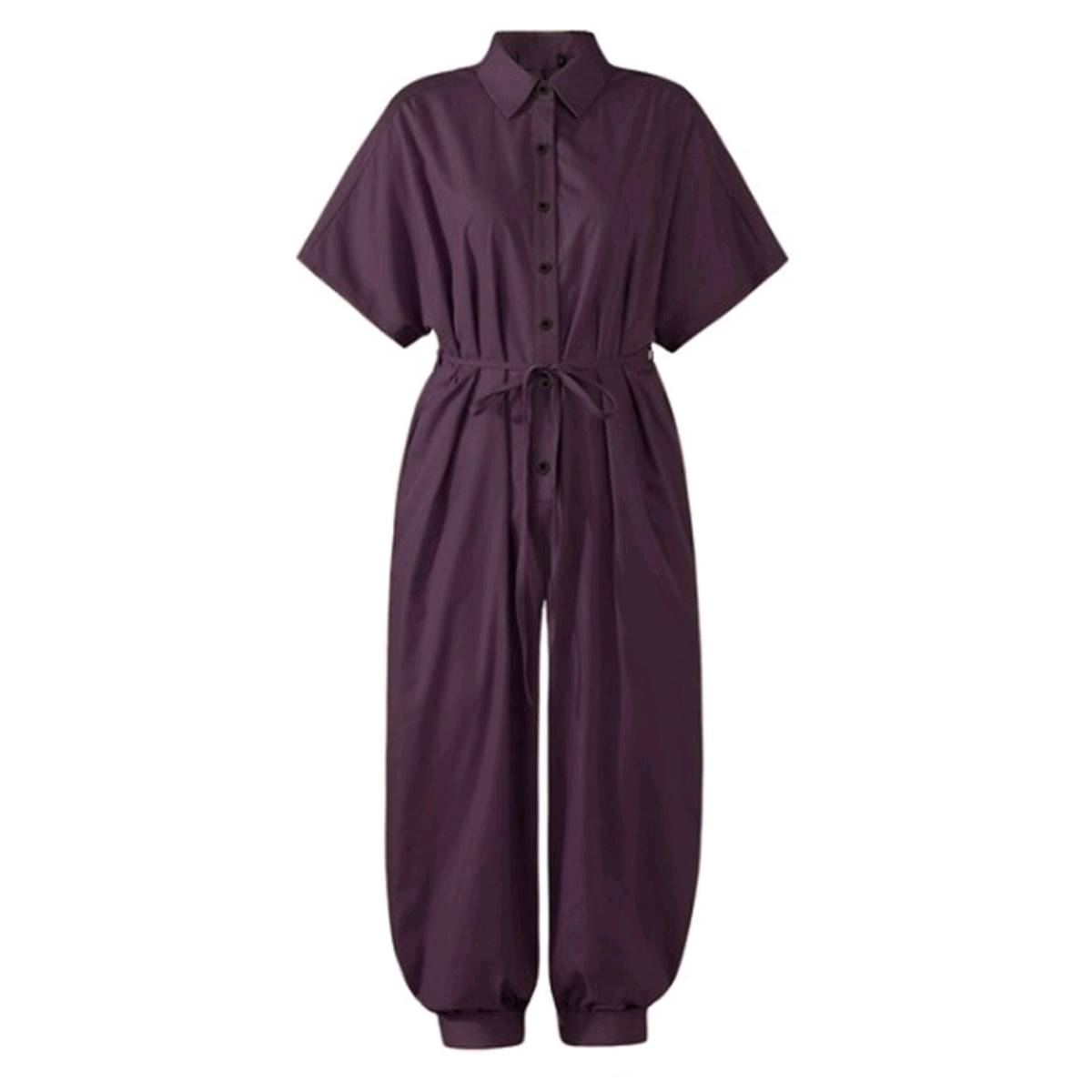 Women Sexy V-Neck Button Lace-Up Jumpsuit Loose Leopard Print Pocket Rompers - Image 7