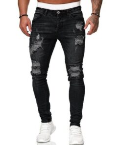 Men Casual Slim Ripped Jeans