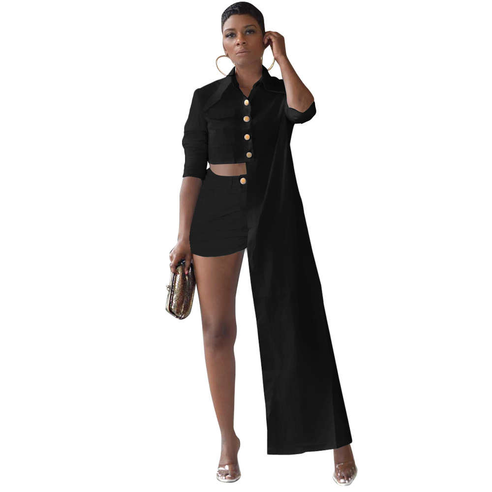 Women Fashion Irregular Casual Shirt And Shorts Two-Pieces Set - Image 5
