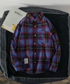 Men'S Casual Plaid Loose Long Sleeve Shirt