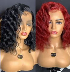 Brazilian Deep Wave Bob Human Hair Wigs 13x6 Lace Front Wig Preplucked Short Bob Wigs Remy