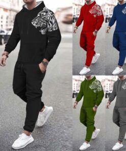 Men'S Fashion Hooded Long Sleeve Sports Hoodies And Pants Two-Piece Set