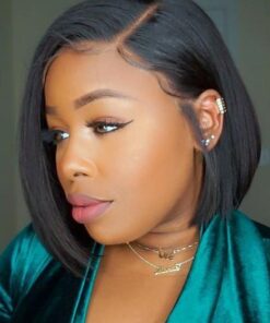 Women'S Bob Head Short Straight Hair Parted High Temperature Silk Chemical Fiber Wig Headgear