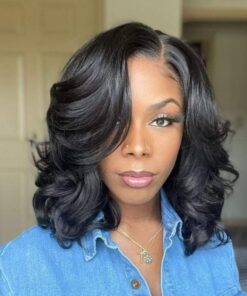 Women'S Long Curly Hair Black Partial Fiber Wig Headgear