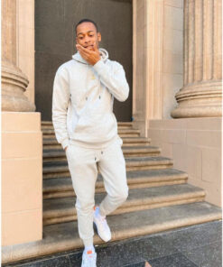 Men Casual Solid Long Sleeve Hat Rope Pocket Design Hoodie And Drawstring Waist Jogger Pants Two-Piece Set