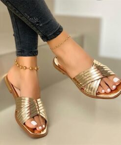 Women Fashion Flat Open Toe Slippers Plus Size