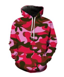 Men'S Casual Camouflage 3d Digital Printing Hooded Long-Sleeved Loose Hoodies
