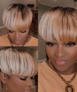 Women'S Short Straight Hair Full Top Chemical Fiber Wig Headgear